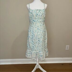 Ann Taylor LOFT Blue & White Floral Midi Sundress Size 8